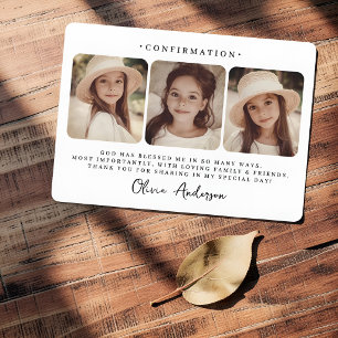 Confirmation Modern Simple Chic Photo Thank You Card