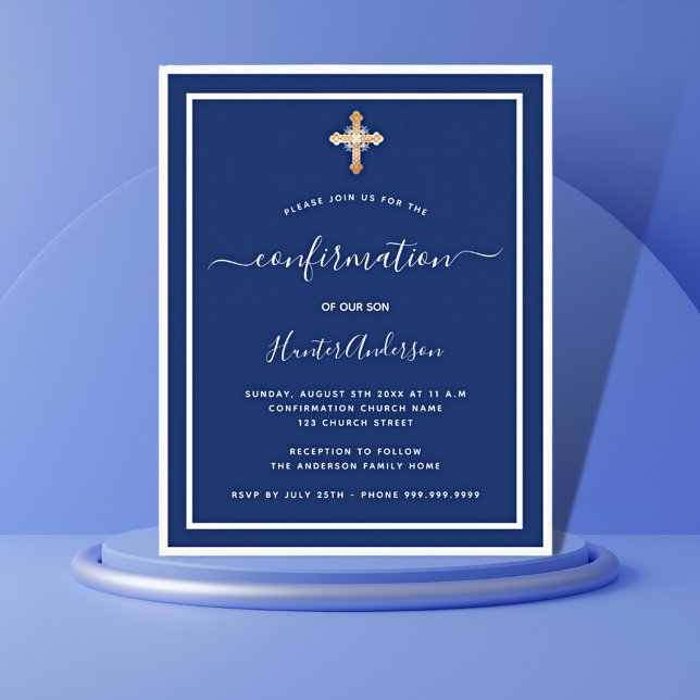 Confirmation navy blue boy invitation (Creator Uploaded)