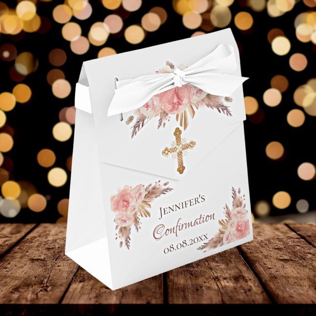 Confirmation pampas grass blush pink floral rose favour box (Creator Uploaded)
