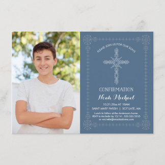 Confirmation Photo Invitation - Custom w/ Cross