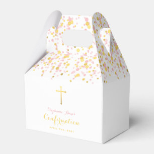 Confirmation Pink and Gold Confetti Favor Box