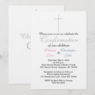 Confirmation Pink Blue Twins Invitations