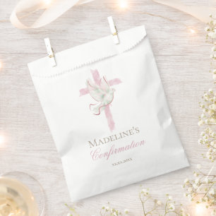 Confirmation pink cross favour bags