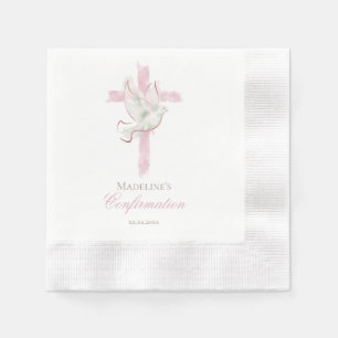 Confirmation pink cross napkin