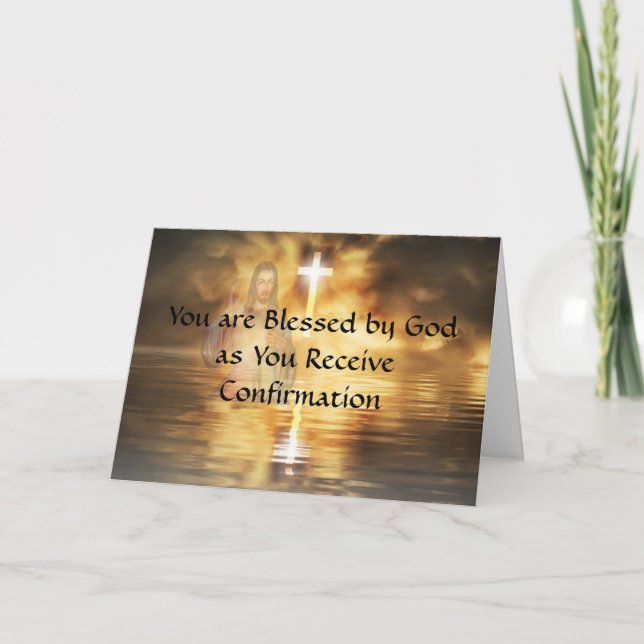 Confirmation Religious Card with Cross God& Sunset (Front)