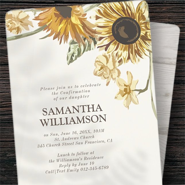 Confirmation Rustic Sunflowers Invitation (Creator Uploaded)