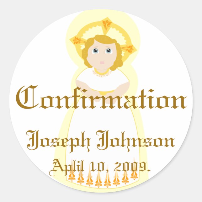 Confirmation Sticker-Customise Classic Round Sticker (Front)