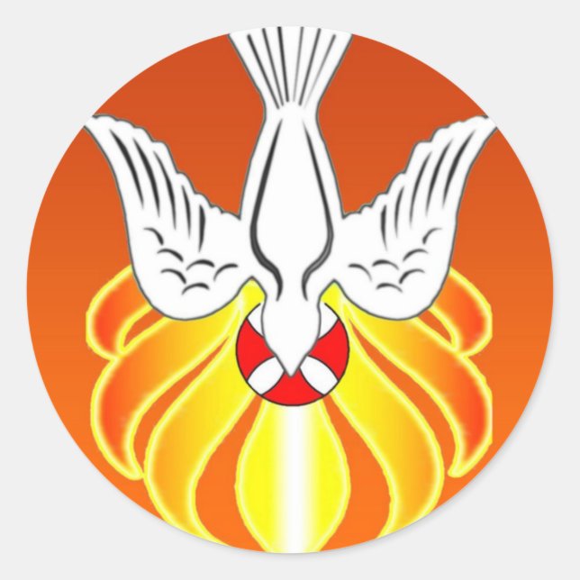 Confirmation Sticker- Holy Spirit and seven flames Classic Round Sticker (Front)