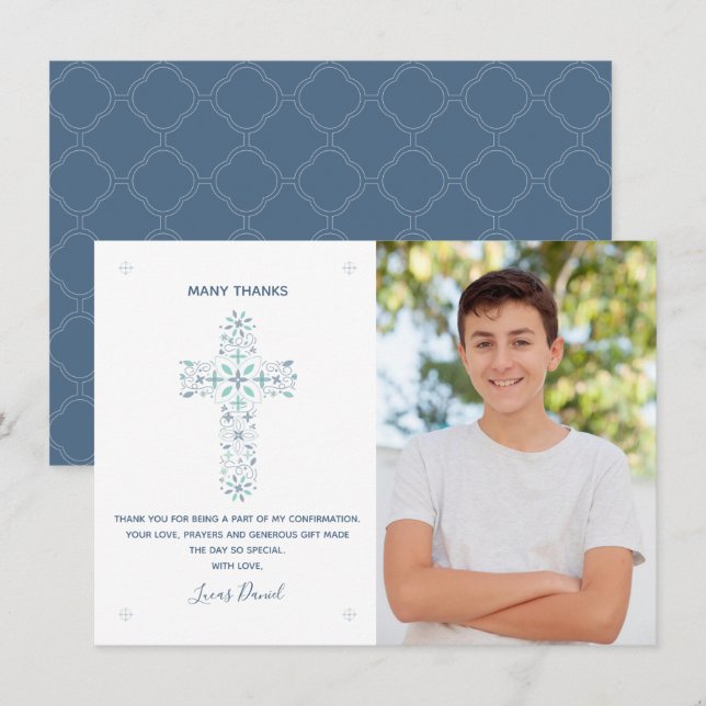 Confirmation Thank You Card - Boy - Photo (Front/Back)