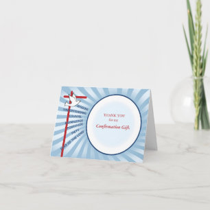 Confirmation Thank You Light Blue Rays, White Circ Card