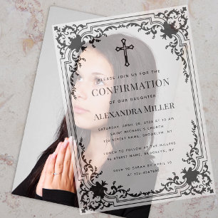 Confirmation Vintage Elegant Religious Transparent Vellum Invitations