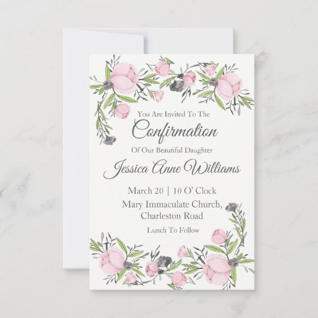 Confirmation Watercolor Invitation (Front)