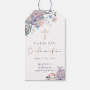 Confirmation Watercolor Wildflower Cross Thank You Gift Tags