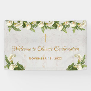 Confirmation Welcome Floral Calla Lilies Marble Banner