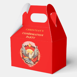 Confirmation White Dove Red Flamed Favour Box