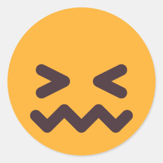Confounded Face Cute Adorable Emoji Custom Colours Classic Round Sticker