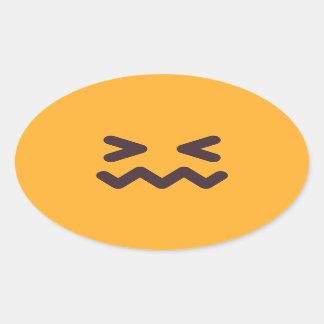 Confounded Face Cute Adorable Emoji Custom Colours Oval Sticker