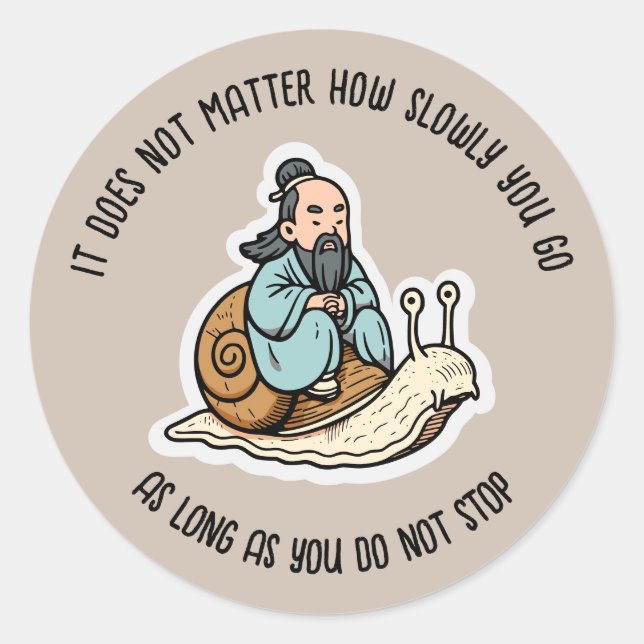 Confucius and the snail classic round sticker (Front)