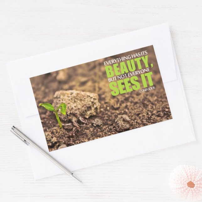Confucius Inspirational Quote "Beauty" Rectangular Sticker (Envelope)