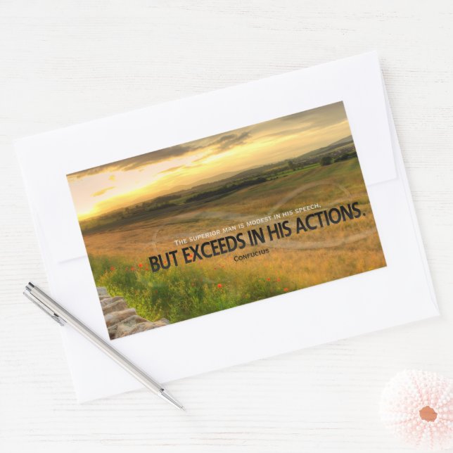 Confucius Inspirational Quote "Humility" Rectangular Sticker (Envelope)
