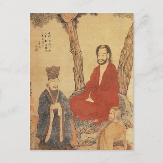 Confucius, Lao-tzu and Buddhist Arhat Postcard (Front)