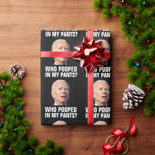 CONFUSED BIDEN CHRISTMAS POOPED WRAPPING PAPER