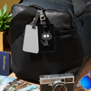 Confused Cat Black  Luggage Tag