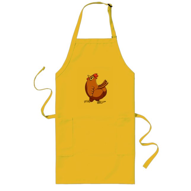 Confused Chicken Meme Long Apron (Front)