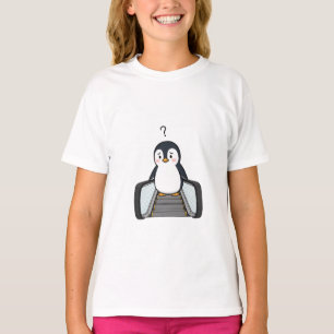 Confused Cute Penguin Standing on Escalator T-Shirt