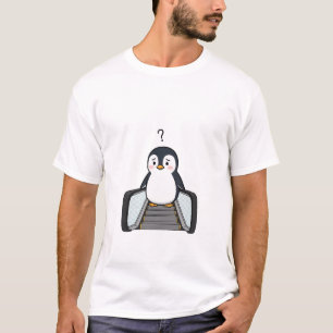 Confused Cute Penguin Standing on Escalator T-Shirt