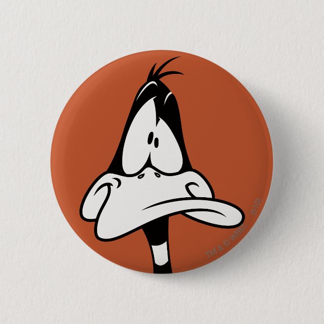 Confused DAFFY DUCK™ Face 6 Cm Round Badge (Front)