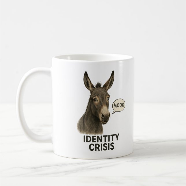 Confused Donkey Mug – “Moo”  (Left)