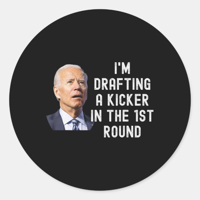 Confused Drafting Kicker Funny Fantasy Football Dr Classic Round Sticker (Front)