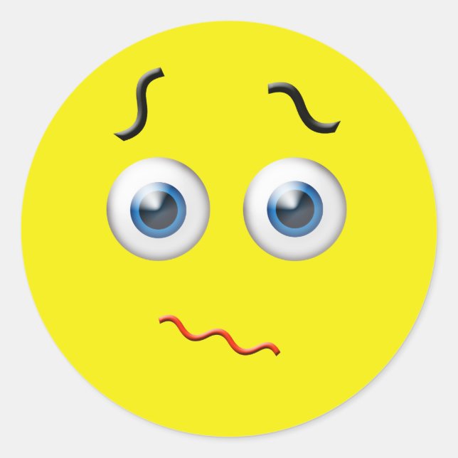 Confused Emoji Classic Round Sticker (Front)