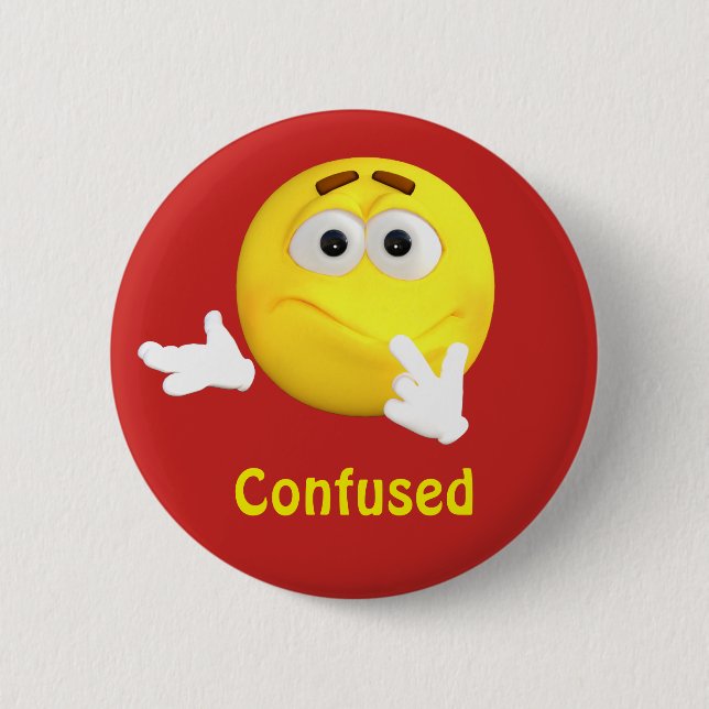 Confused Emoji Emoticon Cartoon Face 6 Cm Round Badge (Front)