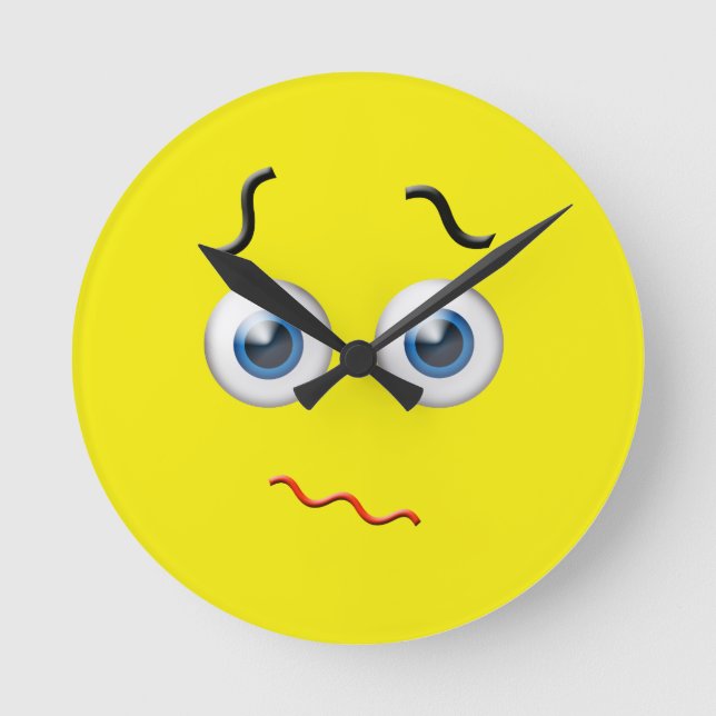 Confused Emoji Round Clock (Front)