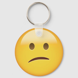 Confused Face Emoji Key Ring