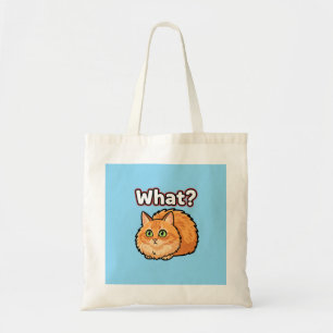 Confused Fluffy Orange Cat "What?" Meme bag