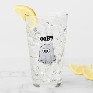 Confused Ghost Says "Oob?" Funny Halloween Cartoon Glass