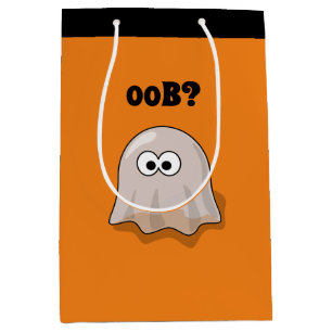 Confused Ghost Says "Oob?" Funny Halloween Cartoon Medium Gift Bag