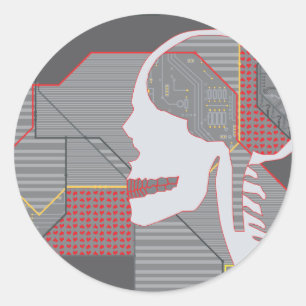 confused heart logicskull classic round sticker
