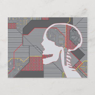 confused heart logicskull postcard