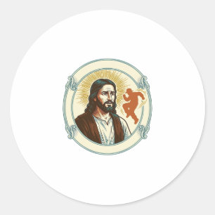 Confused Jesus Viral Dancing Trend Silhouette Vide Classic Round Sticker