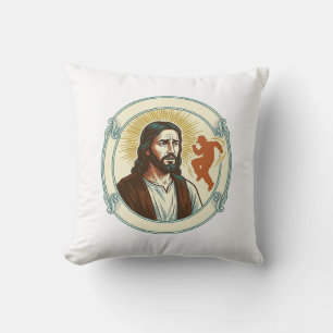 Confused Jesus Viral Dancing Trend Silhouette Vide Cushion