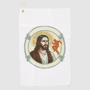 Confused Jesus Viral Dancing Trend Silhouette Vide Golf Towel