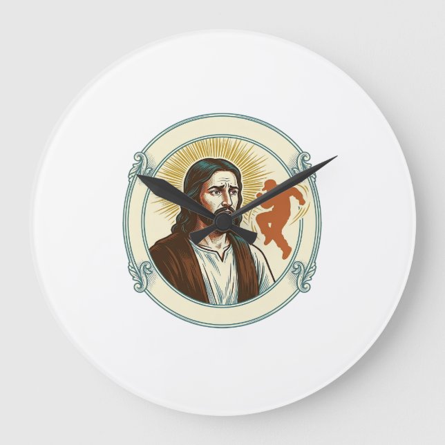 Confused Jesus Viral Dancing Trend Silhouette Vide Large Clock (Front)