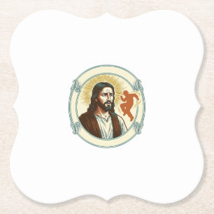Confused Jesus Viral Dancing Trend Silhouette Vide Paper Coaster