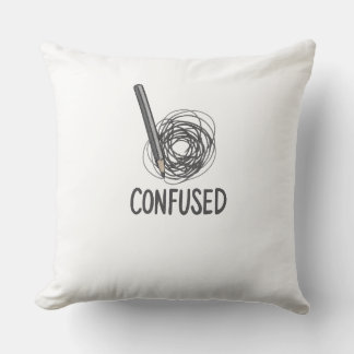 Confused – Minimalist Pencil & Scribble Art Design Cushion