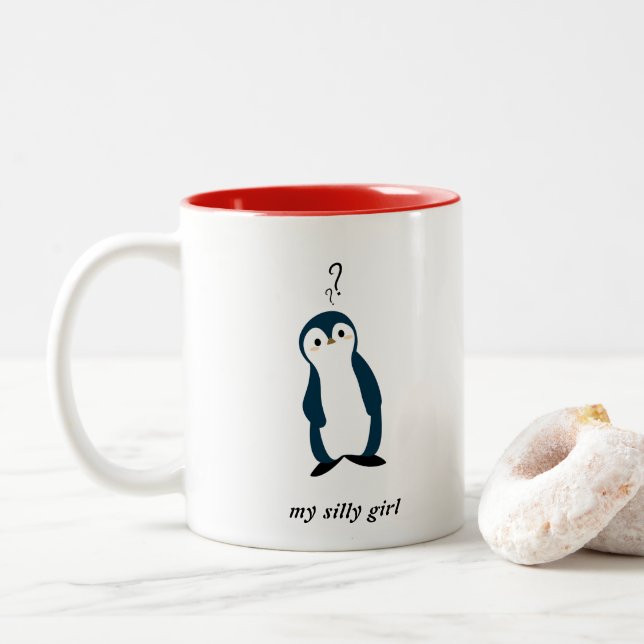 Confused Penguin Mug | My Silly Girl (With Donut)