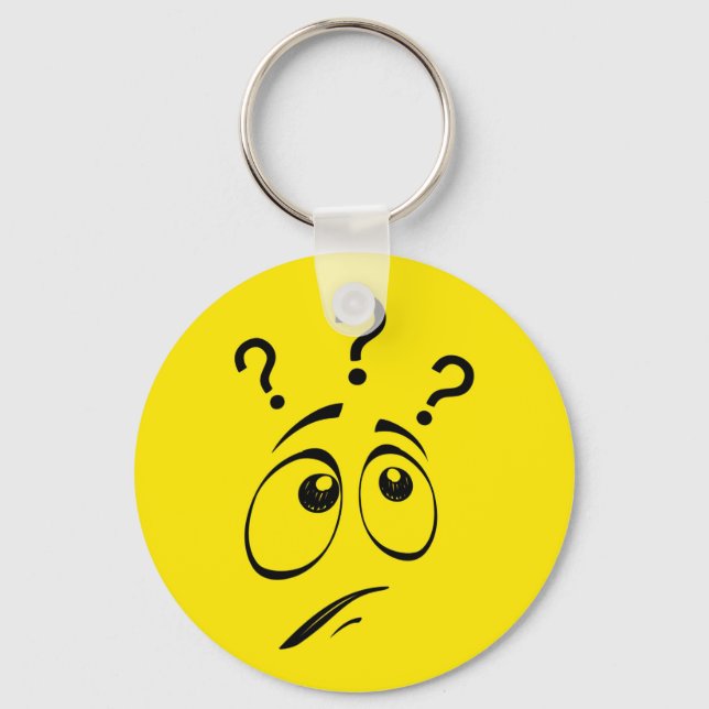 Confused Yellow Face Key Ring (Front)